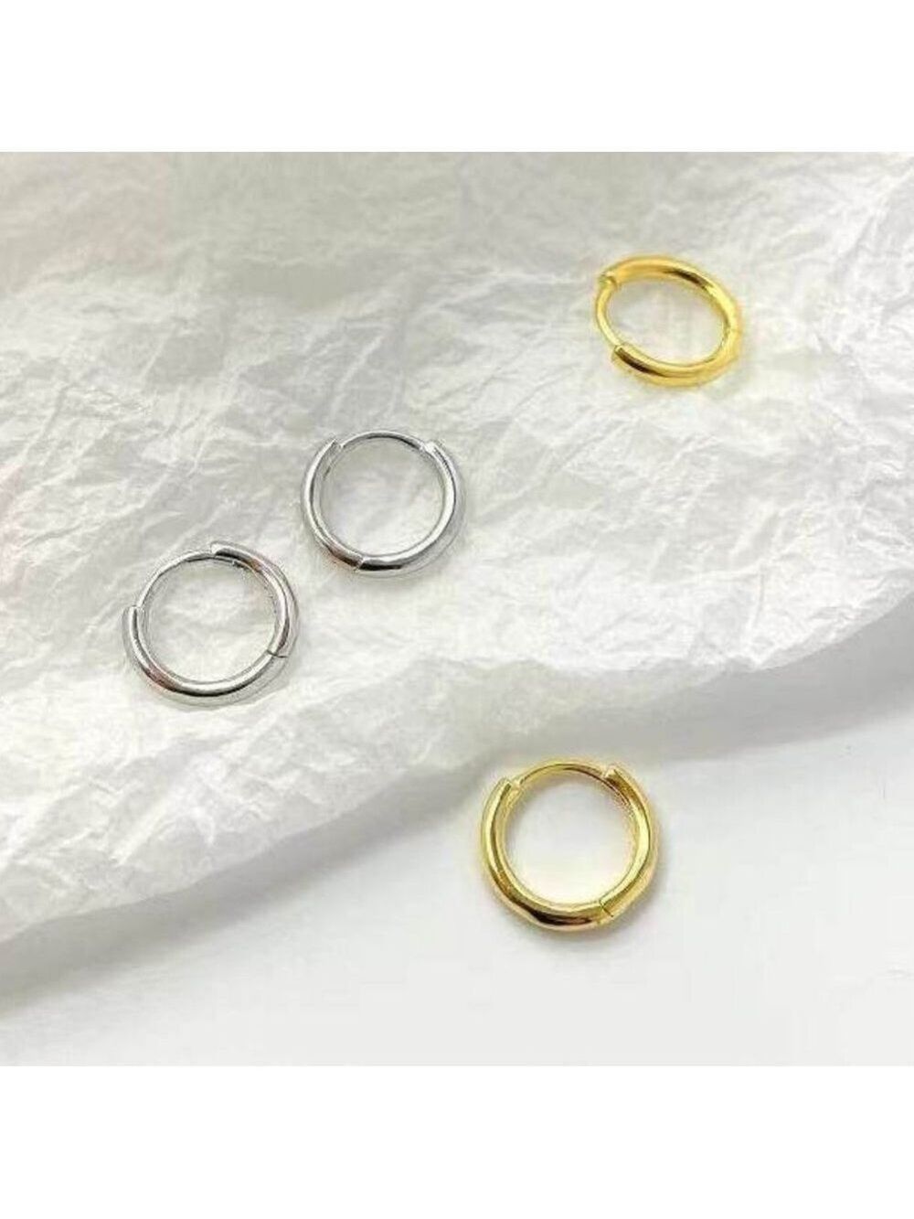 18k Gold Plated Sterling silver hoop Earrings - Picture 6 of 8